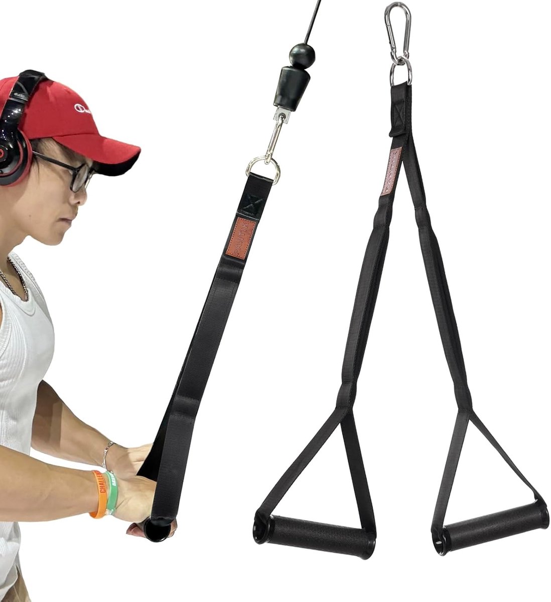 Touw Handvatten Gym Kabel Machine Bevestiging TPR Anti Slip Handgrepen 2 Loops Lange Riem Fit voor Pushdowns Gezicht Trekt Crunches Overhead Extensions Biceps Curl