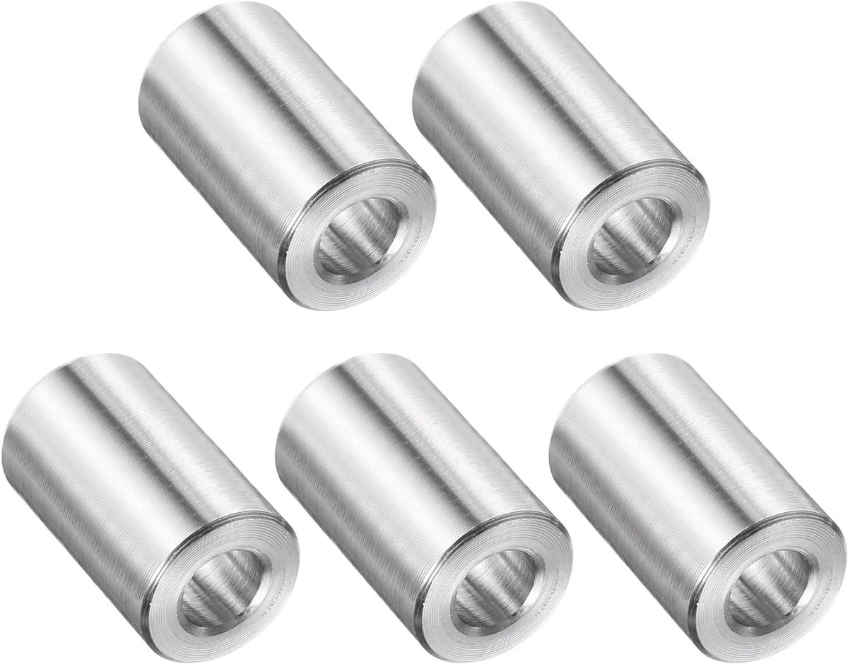 5 stuks afstandhouders van roestvrij staal, boring 1/4 inch x OD 1/2 inch x lengte 5/8 inch schroefhuls, gladde afwerking, metalen afstandhouder, rond, voor schroeven M12 bouten en staven