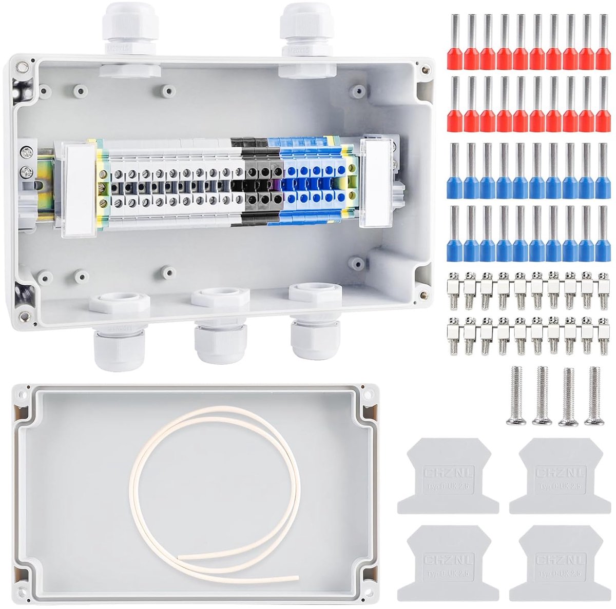 Aansluitdoos, IP68 waterdicht 2-in-3 uitloop, verdeeldoos, opbouw, ABS-materiaal, tuin, elektrische aansluitdoos voor vochtige ruimtes, vloeren