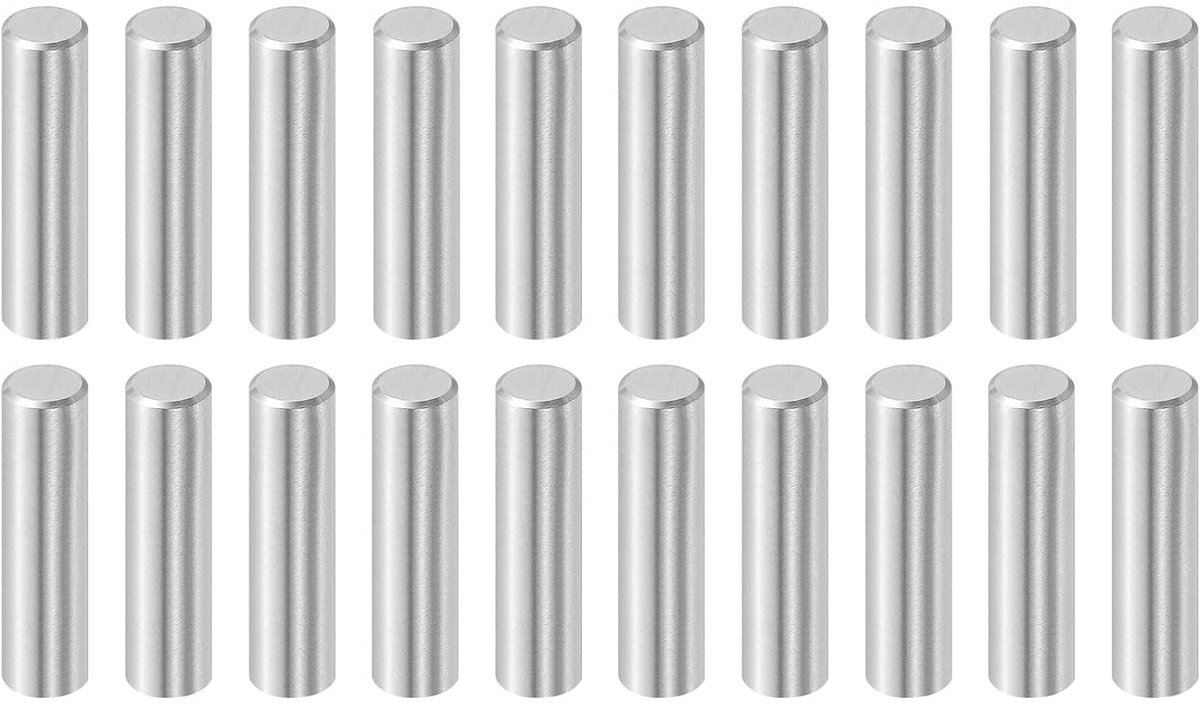 20 stuks 8 mm x 30 mm plugstiften, 304 roestvrij staal, cilindrische planksteunpinnen, positioneringspinnen, plankbevestigingselementen voor boekenkast, kast, meubelcomponent (GB119), zilver