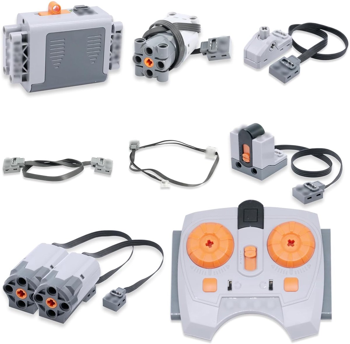 9-in-1 motorset met servomotor, M/L-motor, afstandsbediening, batterijbox, led-lichtkabel, verlengkabel, richtingsschakelaar, compatibel met technische modellen