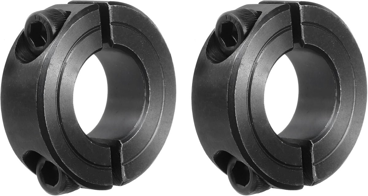 2 stuks stelringen, 19 mm boring 38 mm AD 13 mm breed, koolstofstaal, diepteaanslagringen, dubbel gedeelde asringen voor tandwielassemblage, auto, spoorbaan, CNC-machine, zwart