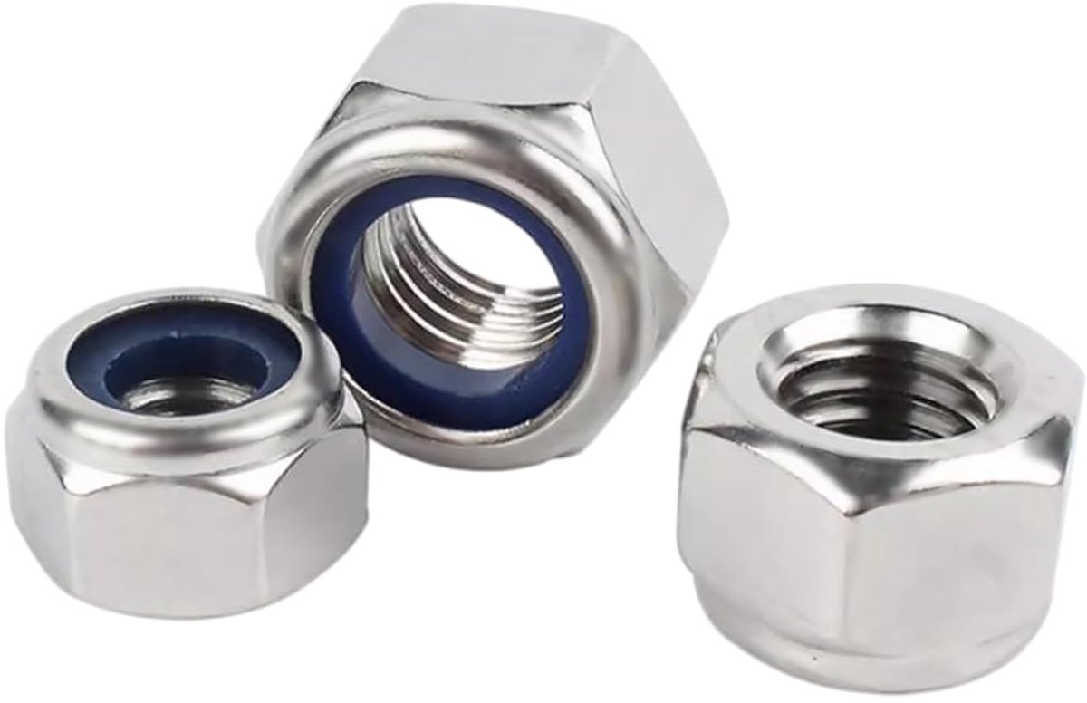 10 Stuks M12 Nylockmoeren Zelfborgende Zeskantmoeren DIN985 Moeren | Roestvrij Staal A2 V2A 304,Nylon Inzetstukken,Metrische Schroefdraad,Trillingsbestendige Bevestiging,voor Bouten