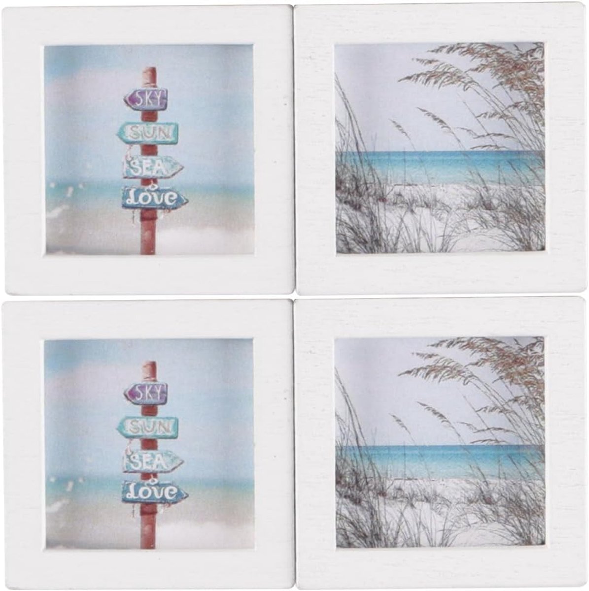 2 sets miniatuur landschapskunst aan de muur, houten lijsten voor poppenhuizen op schaal 1:12, mediterrane geïnspireerde kleine fotolijsten