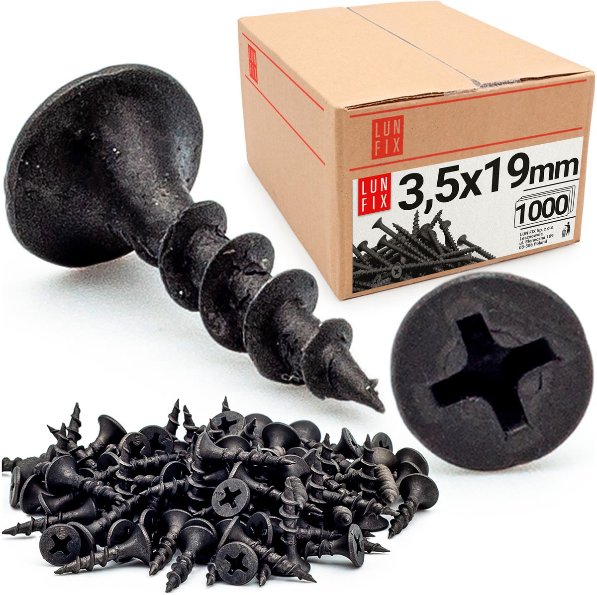 LUN FIX - Schnellbauschrauben 3,5 x 19 mm - 1000 stk. - Grof draad - Gipskartonschroeven