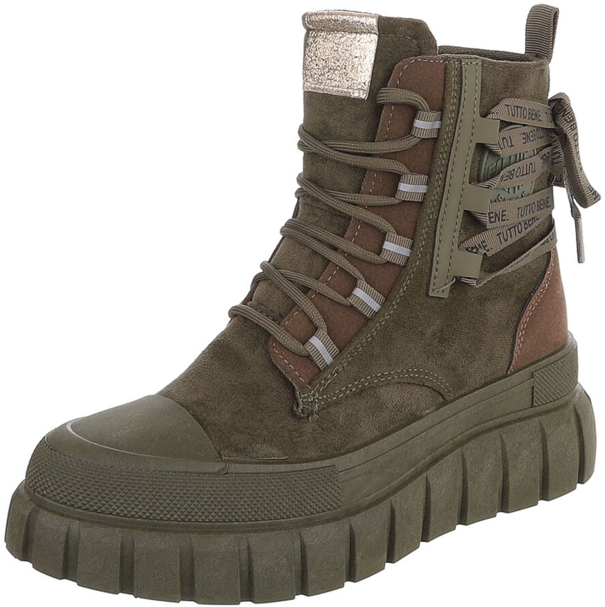 Veterboot met plateauzool - dames - casual Mt:36