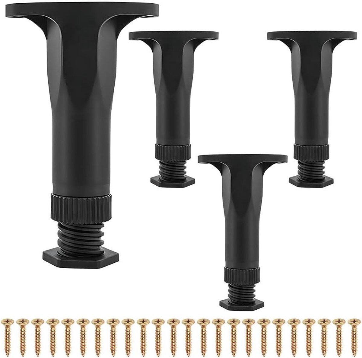 Verstelbare Bedpoten 13.5-22.5cm Hoogte, Ideaal voor Bedden, Banken en Tafels, Inclusief Schroeven en Antizink Versterking, Set van 4 Stuks