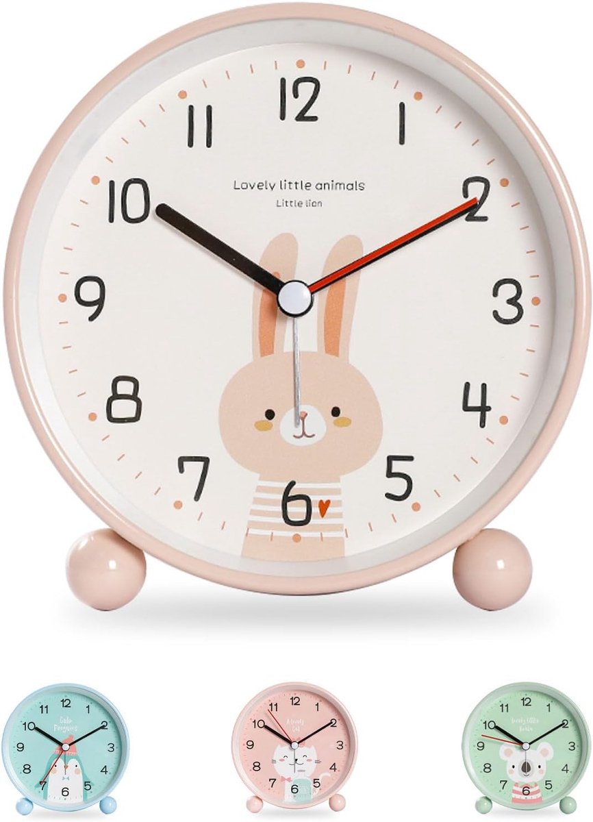 Thijox - Idota Kinderwekker Roze Konijn, Stil Lichtwekker voor Kinderen, Draagbare Batterijwekker voor Nachttafels, Perfect Cadeau voor Meisjes en Jon