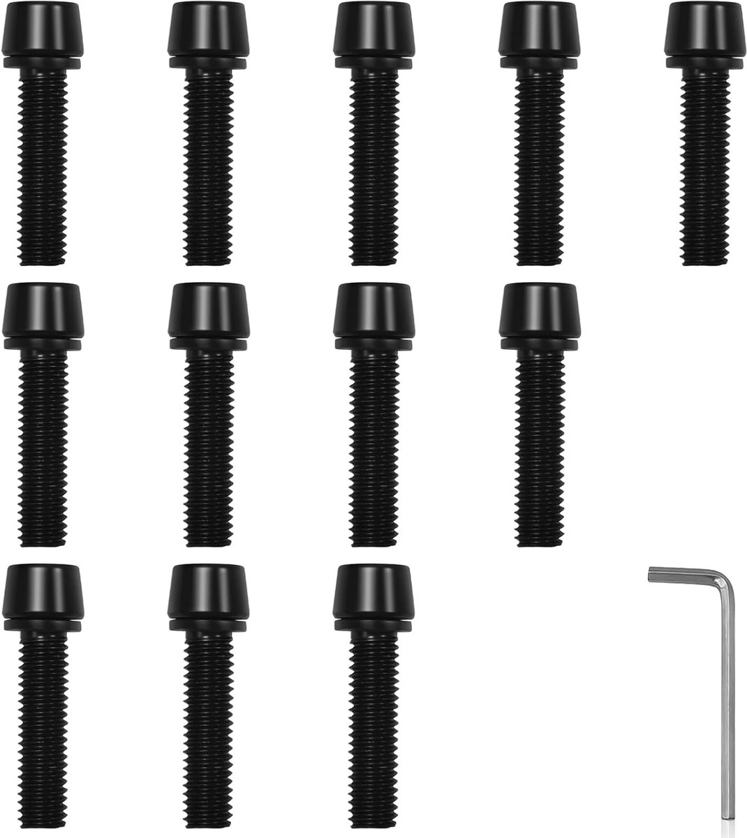 SnelShoppen - Pack van 12 Fiets Handvat Stem Hex Schroeven M5 x 20mm, Mountainbike Schroeven met Ringen voor Fiets, Fleshouder, Zadelpen Klem, Achterf