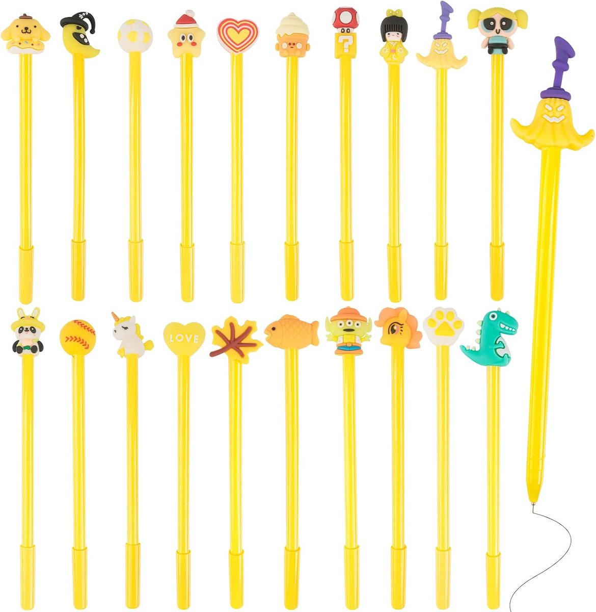 SnelShoppen - 20 Pcs Cartoon Gel Pen Set - Leuke Balpen en Rollerball Pen met Pen Case - Kinderen Schoolbenodigdheden - Verjaardagscadeaus voor School