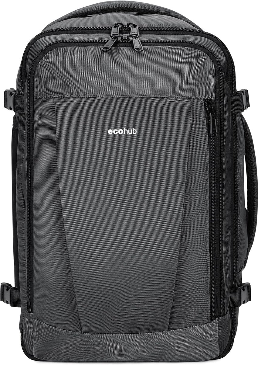 SnelShoppen - Handbagage Rugzak 45x36x20cm, 35L Waterdichte Koffer, Gerecycled PET Onder Zitruimte, Ideaal voor Vliegtuig Reizen, Lichtgrijs