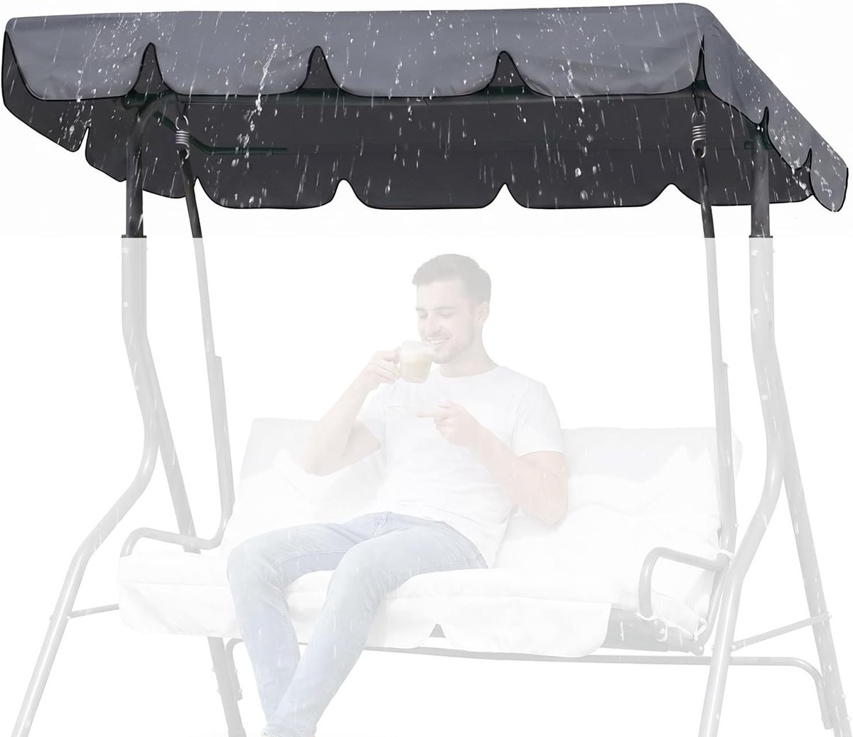 Vervangend dak voor 3-zits schommelbank | Waterdicht canvas, versterkte hoeken en universele tuinluifel hoes, 210 x 145 x 18 cm