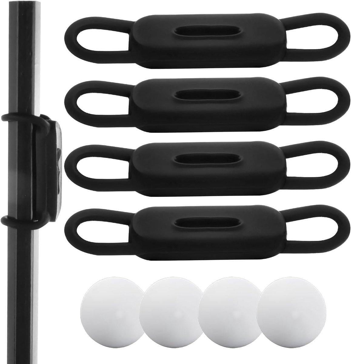 SnelShoppen - 4 Pack Zwarte Siliconen Magnetische Penhouder - Duurzaam, Krasbestendig, Voor Keuken, Kantoor, Sleutels, Data Kabels