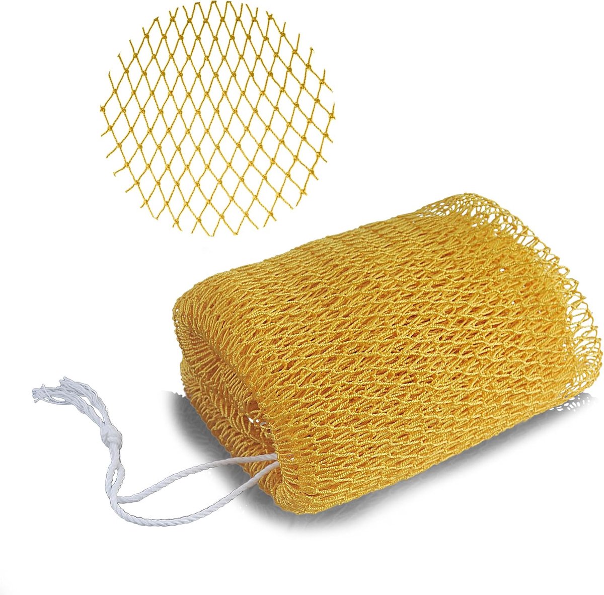 SnelShoppen - Exfoliërende Bad Spons - Gouden Afrikaanse Net Spons - Verlengbare 114cm Losse Rug Scrubber - Nylon Achter Cleaner voor Diepe Reiniging