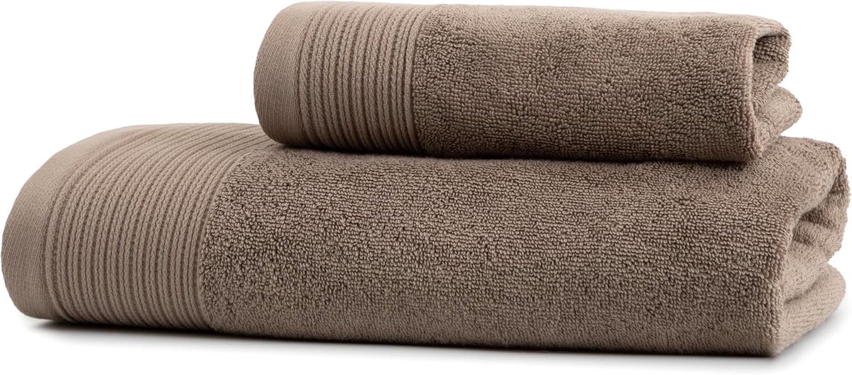 SnelShoppen - Luxe 2-Delige Handdoeken Set 100% Katoen, Ultra Zacht en Absorberend 550 g/m², Oeko-TEX, Italiaanse Design, 50x100 cm en 50x30 cm, Duif