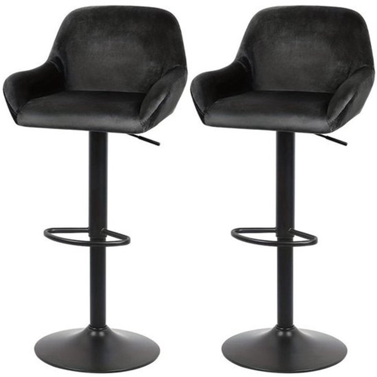 Barstoel – Barkruk – Barstoelen – Keukenstoel – Barkruk Set van 2 – Luxe Velvet – Met Armleuningen – Extra Brede Zitting – Voor 90 cm Hoekblad