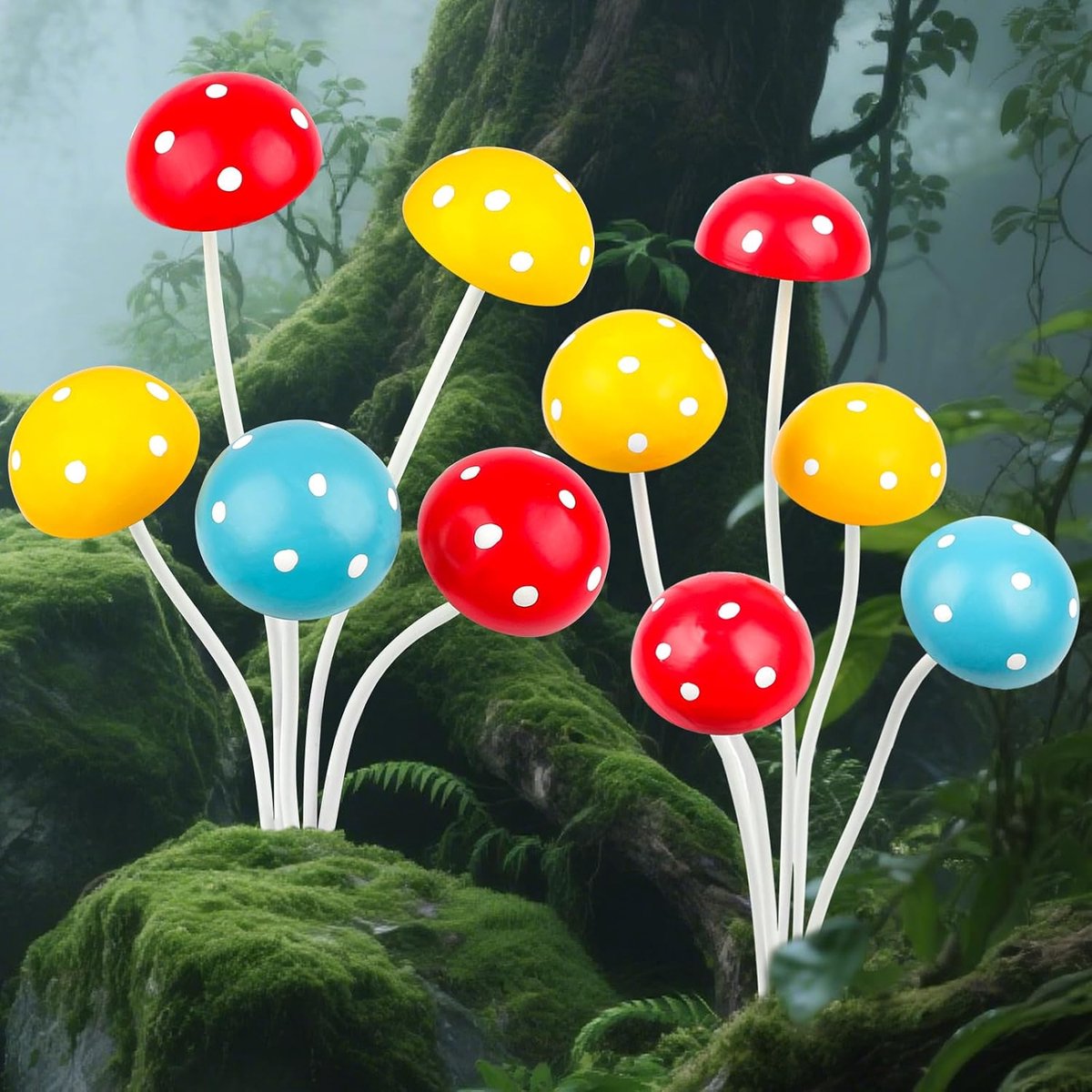 SnelShoppen - Tuin Paddenstoel Decoratie - Kleurrijke Tuinaccessoires voor Buiten - Houten Paddenstoelen voor Tuin, Feest en Camping - Set van 3 Stuks
