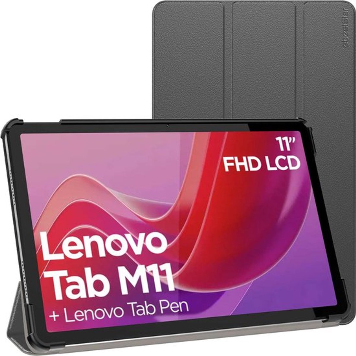 ebestStar - Hoes geschikt voor Lenovo Tab M11, Slanke Design PU Lederen Etui, Automatische Slaap/Wake, SmartCase hoesje, Zwart