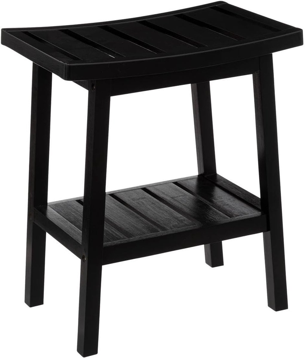 SnelShoppen - Bamboo Opberghocker Zwart - Multifunctionele Opbergstoel voor Woonkamer, Keuken, Tuin - Duurzaam en Stijlvol - 5 Vijf Simply Smart