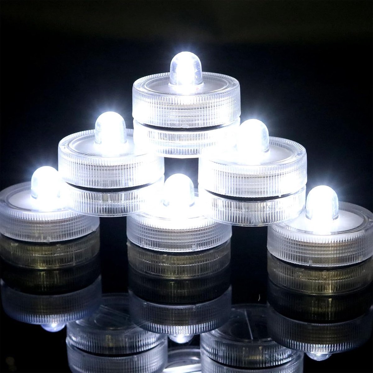 SnelShoppen - 12 Stuks Onderwater LED Theelichten - Waterproof Decoratieve Kaarsen - Submersible LED Lichten voor Aquarium, Bad, Vijver, Zwembad, Brui