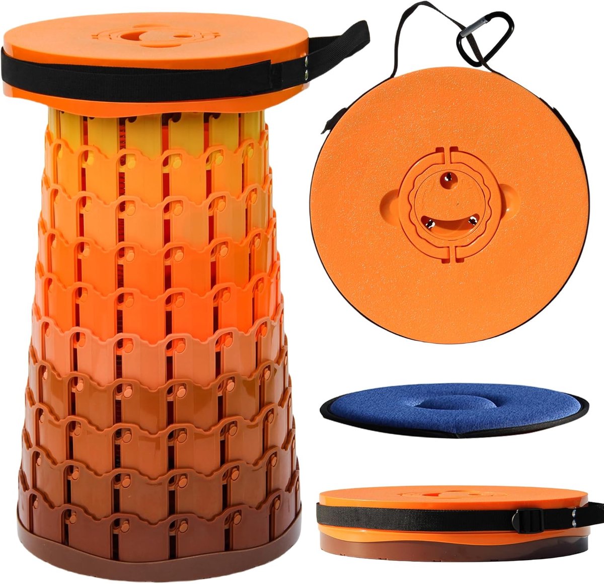 SnelShoppen - Opvouwbare Stoel met Kussen, Telescopische Campingstoel voor Volwassenen, Extra Sterk tot 450kg, Multikleur, Ideaal voor Tuin, Feest en