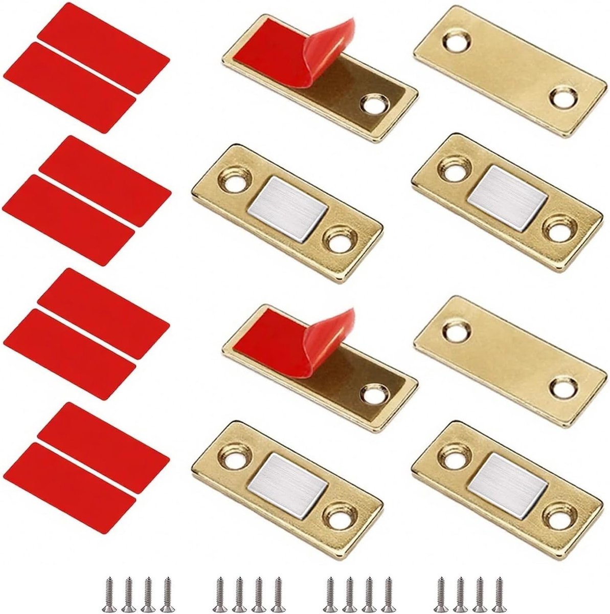 Sterke zelfklevende deurmagneten voor meubels, 4 stuks roestvrij staal, ideaal voor schuifdeuren en kasten, perfect voor keuken en ramen