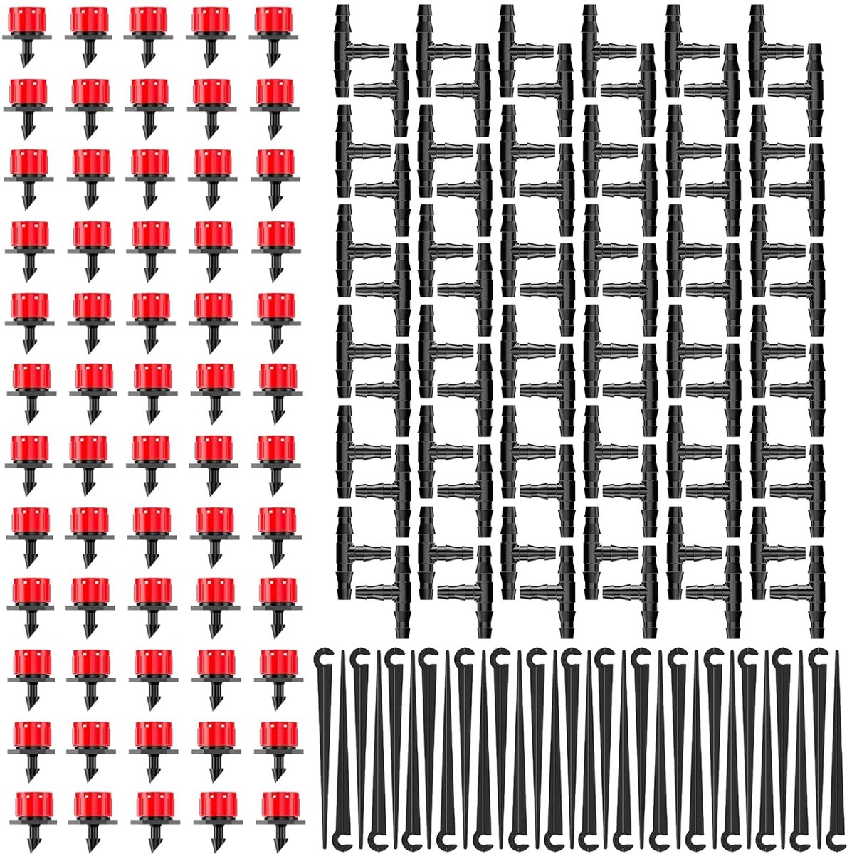 SnelShoppen - 180-delige automatische druppelbewateringsset met verstelbare microdruppelaars, T-stuk voor 4/7 mm slangen, waterbesparende irrigatie vo