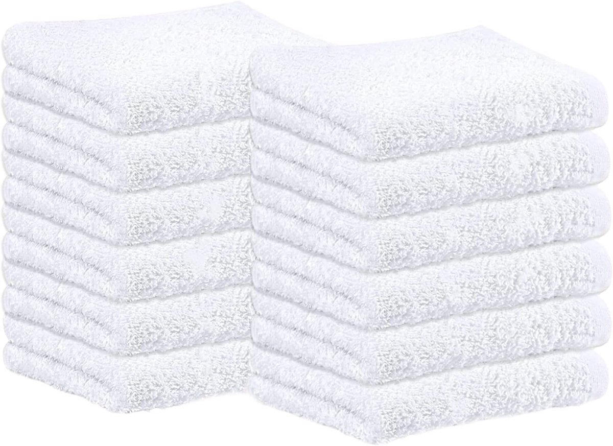 SnelShoppen - 12 Stuks Gezichtsdoekjes Fleece Handdoeken Set 30x30cm 100% Katoen, Absorberend, Luxe Kwaliteit, Zacht en Duurzaam voor Bad, Salon, Gym,