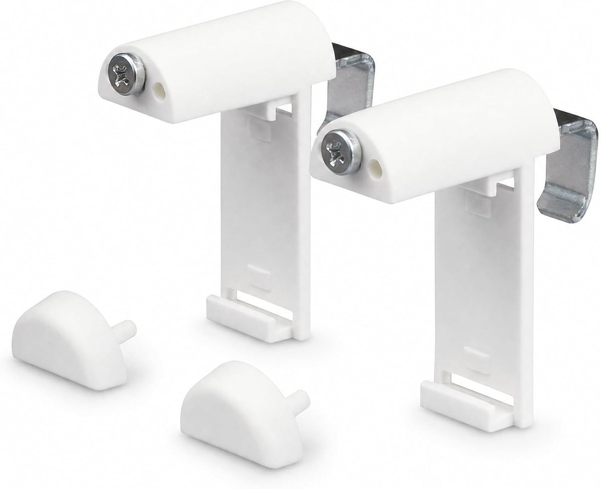 SnelShoppen - Clamp Holder Short met Metaal Beugel voor Klemmfix Rolgordijnen - Dubbel Rolgordijn Duo - Zonder Boren voor Klemmen en Lijmen - Set van