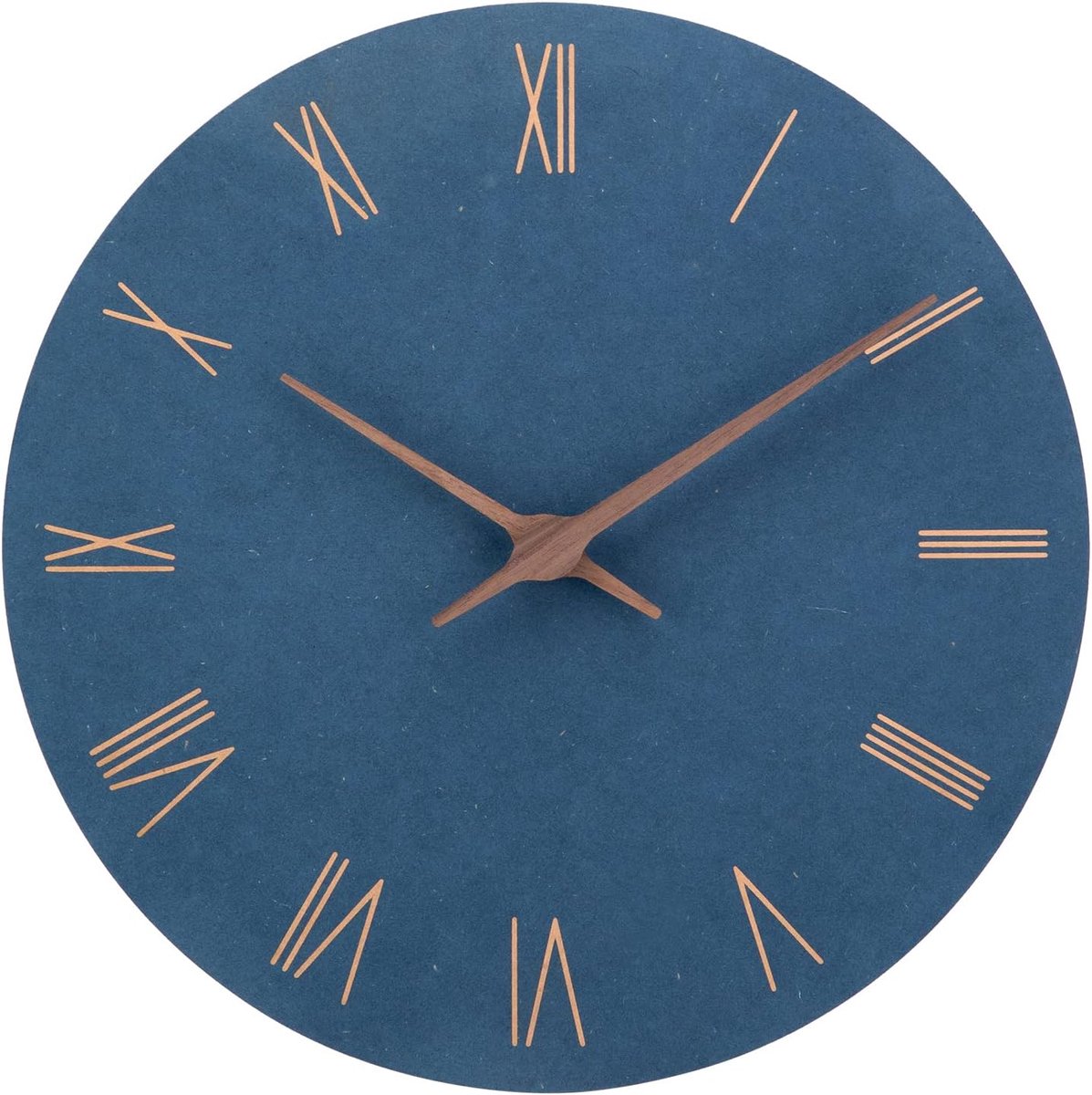 SnelShoppen - Stille Wandklok MDF Hout 30 cm Blauw - Geen Tikkende Geluiden - Modern Design - Perfect Voor Keuken, Slaapkamer, Kantoor