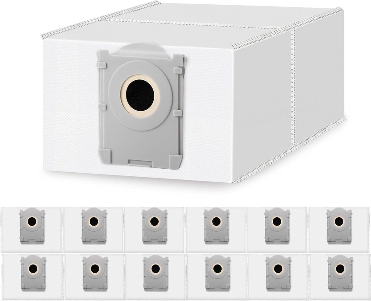SnelShoppen - Pack van 12 Stofzakken voor Robotstofzuiger, 4L Actieve Koolstof Antibacteriële Stofzakken, Compatibel met Diverse modellen, Perfecte Pa