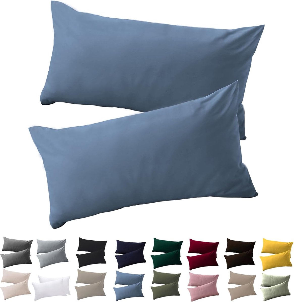 SnelShoppen - Set van 2 Kussenslopen 40x70 cm Lichtblauw, Hypoallergene Microvezel Kussencovers met Rits, Voor Woonkamer en Slaapkamer Decoratie