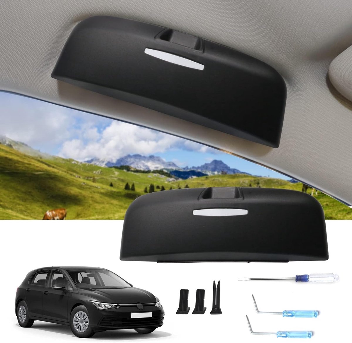 SnelShoppen - Auto Zonnebrilhouder voor VW Golf 8 ID.3 ID.4 Passat B9 Cuprα Born Skodα Enyaq iV Octavia 4 A-UDI Q4 e-tron 2020-2025, Interieur Zonnebr