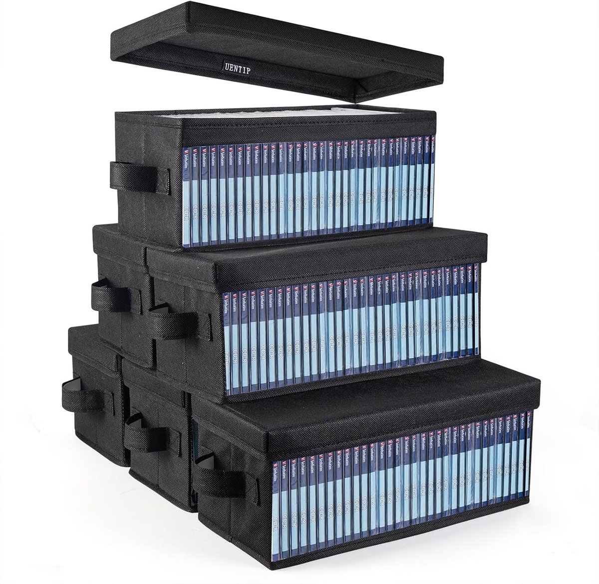SnelShoppen - CD/DVD Opslagdozen - Set van 6 CD Case Opslagcontainers voor 192 CD's in Volledige Jewel Cases - Transparant en Duurzaam