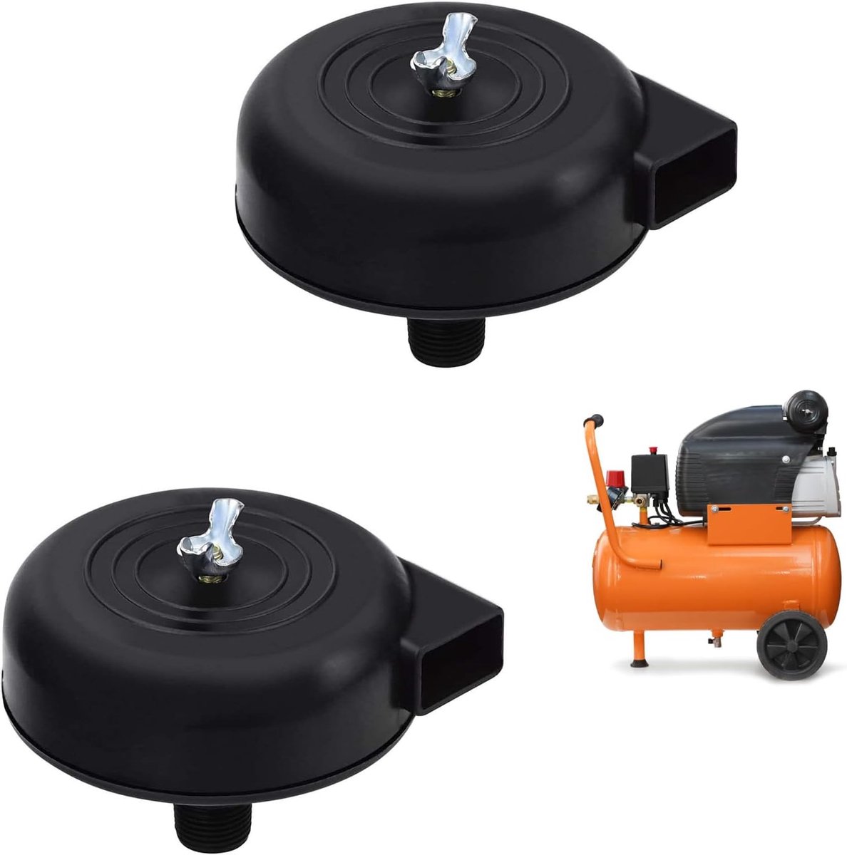 SnelShoppen - 2x Air Compressor Suction Filter, Geluidsdemper voor Piston Compressor 3/8" 16mm, Stoffilter en Stille Filter voor Luchtcompressor