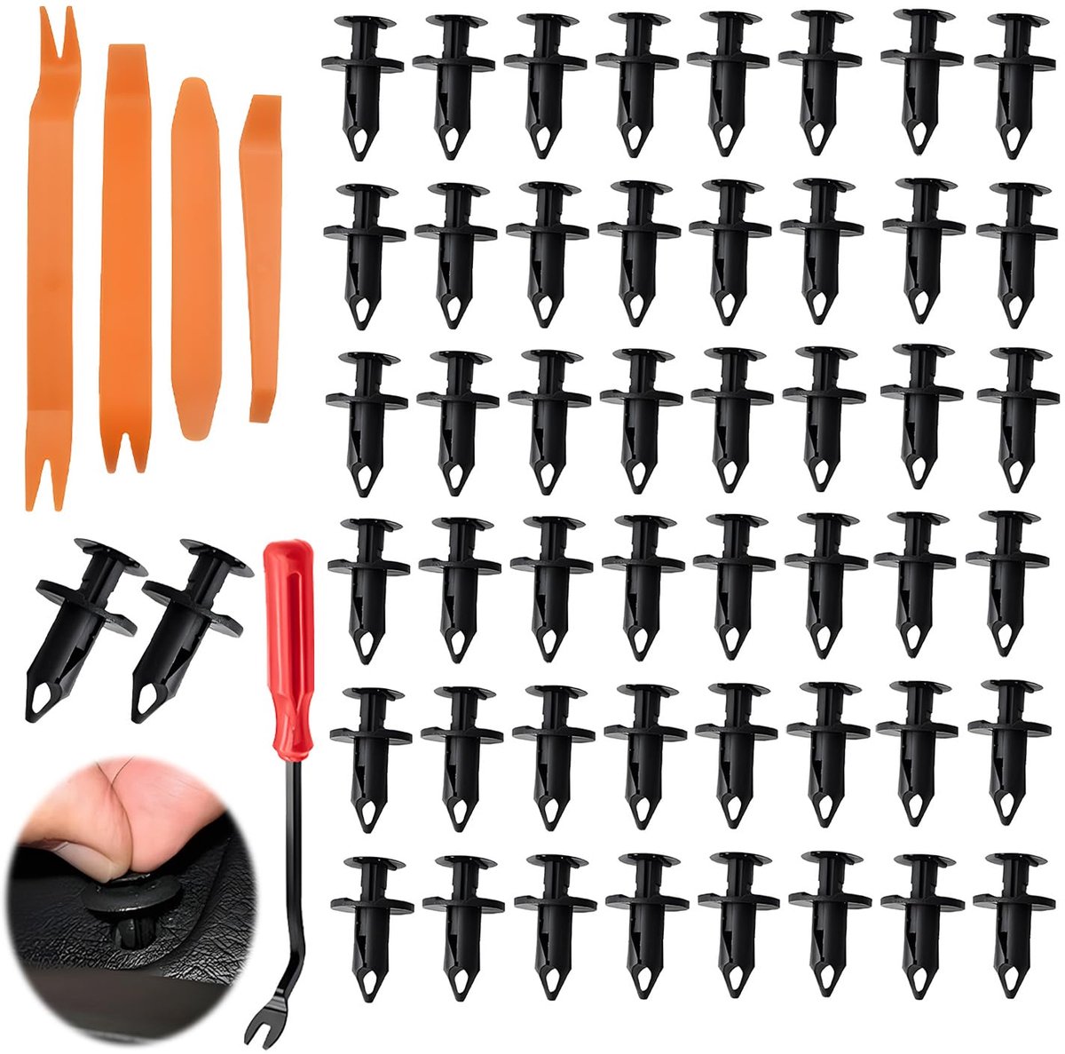 SnelShoppen - Pack van 50 Auto Fix Clips, 6-Stijlen Assortiment Plastic Montage Rivets, Universele Klemmen, Bumpers, Plastic Clips met Demontagetool v