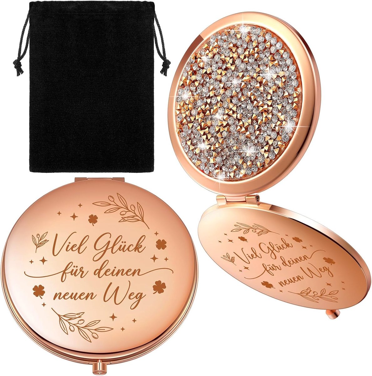 SnelShoppen - Inspirerende Zakspiegel Geluksbrenger voor Vrouwen, Compacte Vergrootspiegel in Roségoud, Perfect Bedankje voor Collega's, Afscheidscade