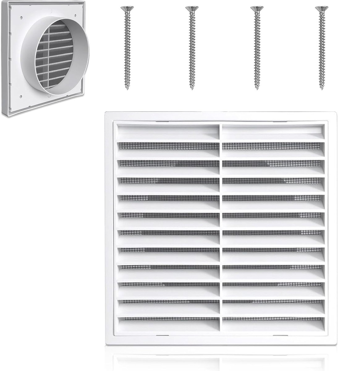 Afsluitbaar ventilatierooster Ø100 mm, 140 x 140 mm, corrosiebestendig buitenrooster met b