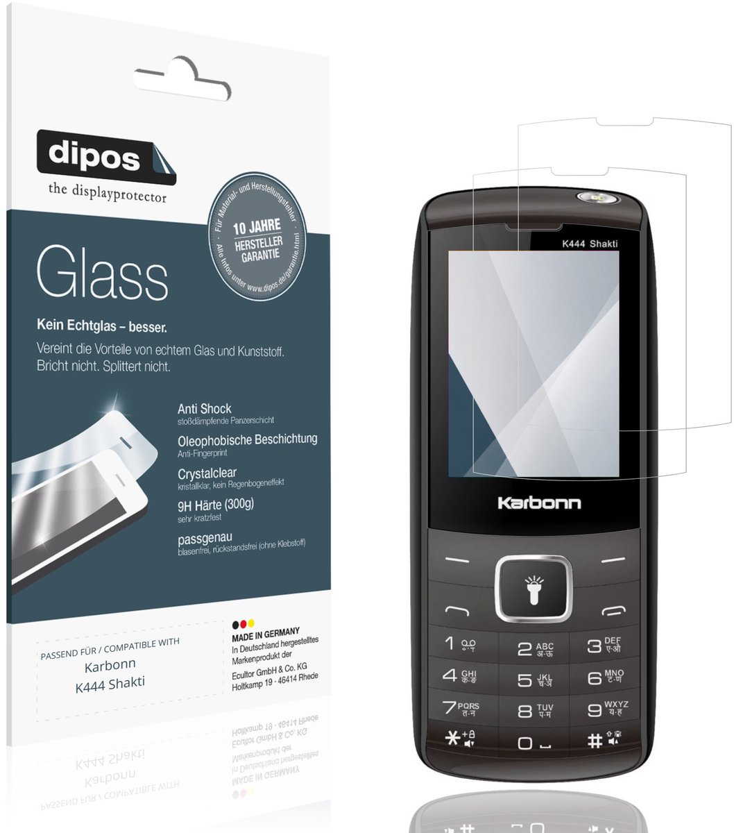dipos – 2x Pantserfolie geschikt voor Karbonn K444 Shakti | 9H Screenprotector