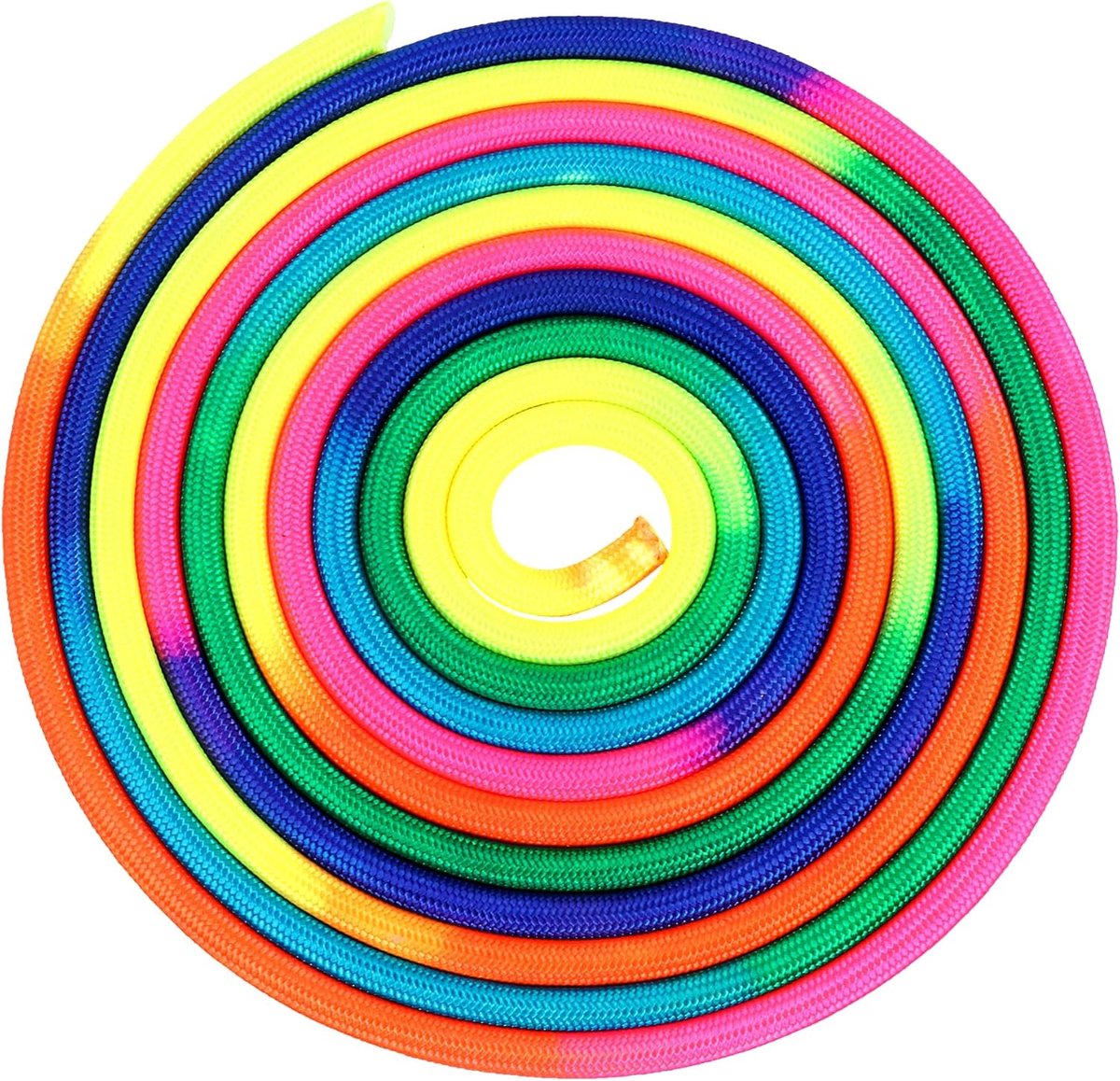 SnelShoppen - Regenboog Gymnastiek Touw 3 m - Kleurige Ritmische Gymnastiek Touw - Stevig Nylon voor Kinderen en Volwassenen - Wedstrijd en Training