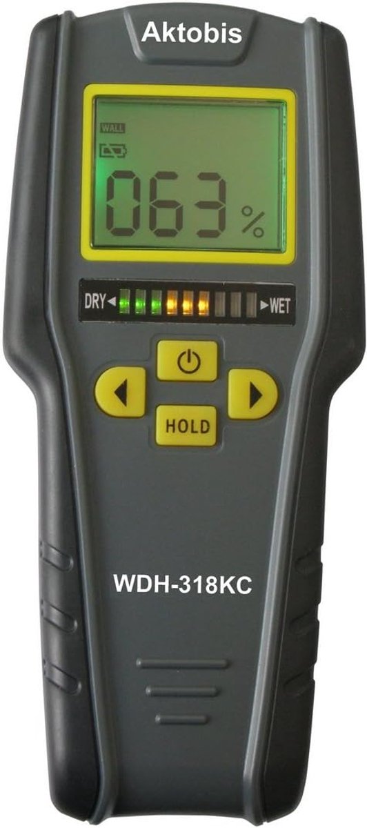 SnelShoppen - Materiaal Vochtigheidsmeter WDH-318KC - Digitale Vochtmeter voor Muren, Plafonds, Vloeren, Hout - LCD-Display met Achtergrondverlichting