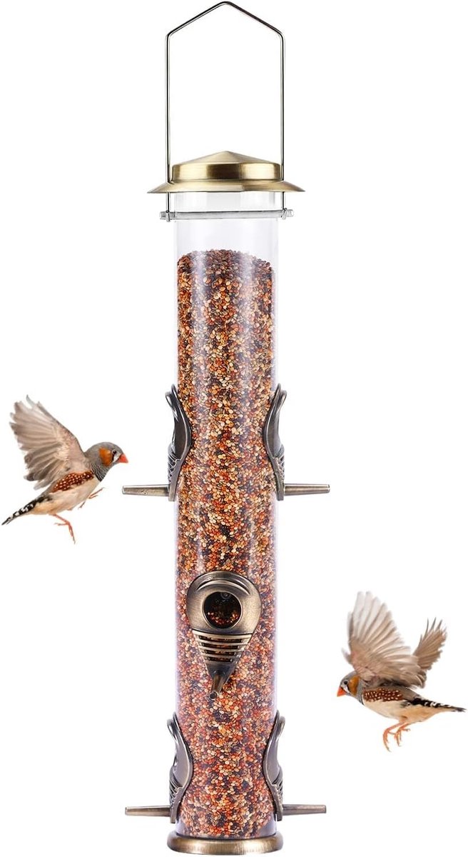 Metalen Hangende Vogelvoederhuis voor Buiten met 6 Voedingspoorten - Eekhoornbestendig