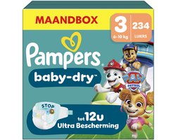 Pampers Baby-Dry Paw Patrol-editie Maat 3 - 234 Luiers - 6kg-10kg