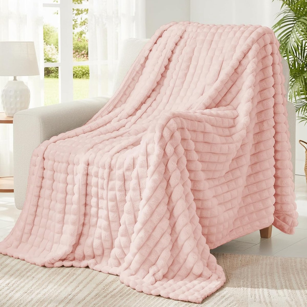 SnelShoppen - Plaid Fleece Dekentje 150x200cm - Zacht en Pluizig Roze Sofa en Bed Dekbed - Decoratieve Throw voor Woonkamer & Bedkamer