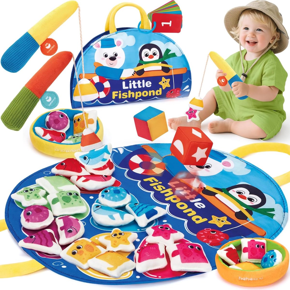 SnelShoppen - Hahaland Kleine Visvijver Speelgoed, Water Speelset voor Kinderen, Creatief Buiten Spel, Tuin Decoratie, Kleurige Visjes en Accessoires,