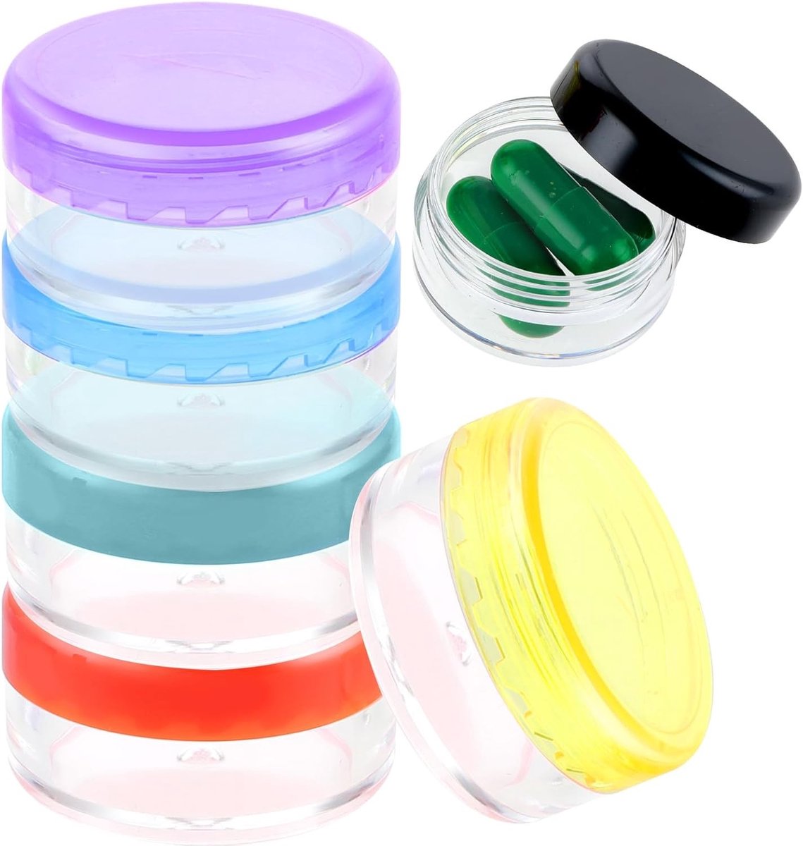 Mini Pill Organizer Box - 6 Stuks Reis Medicijnhouders, Draagbare Daily Pill Container, BPA-vrij, Perfect voor Op Reis en Thuisgebruik