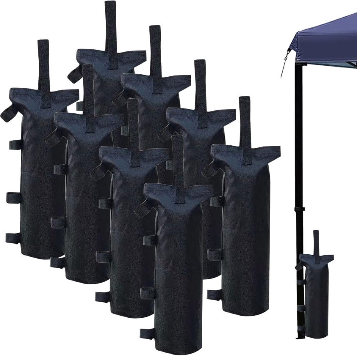 SnelShoppen - 8pcs Gazebo Gewichten - Stabilisatie voor Tent en Partytent - 12 kg Laadcapaciteit - 800D Oxford - Zwart - Perfect voor Buitenactiviteit