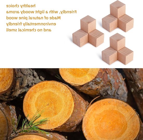210 Stuks Houten Blokken 15mm, Kleine Vierkante Blokken voor Knutselen, Natuurkleurig, Blank, Verfbaar, Educatief, Creatief — afbeelding 2