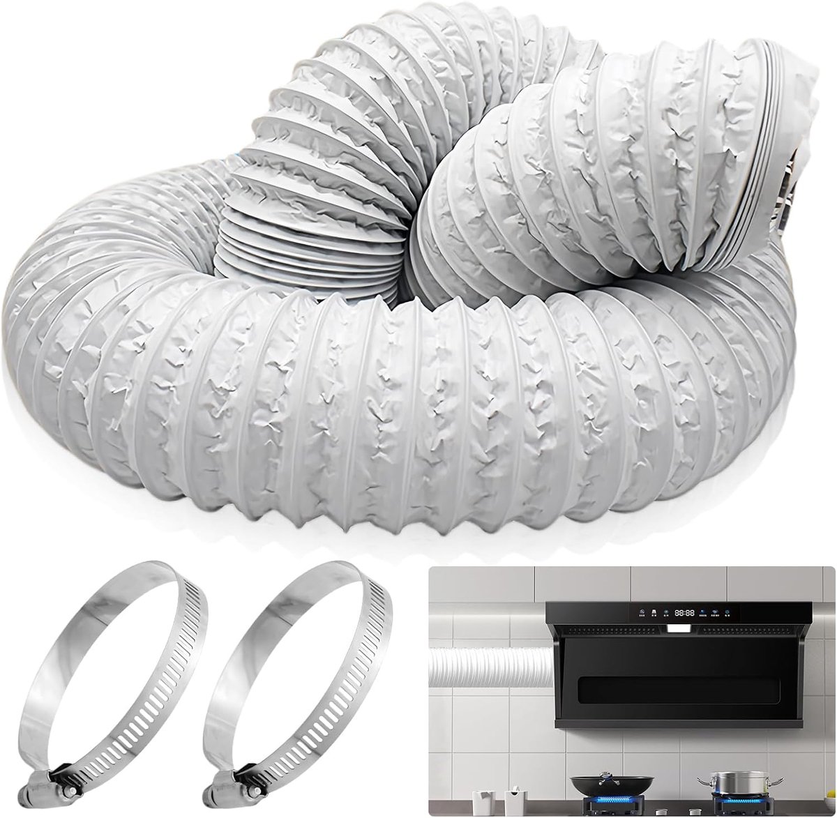 SnelShoppen - Flexibele Afvoerslang 100 mm - 6 m Aluminium PVC Ventilatiebuis voor Mobiele Airco, Droger, Afzuigkap