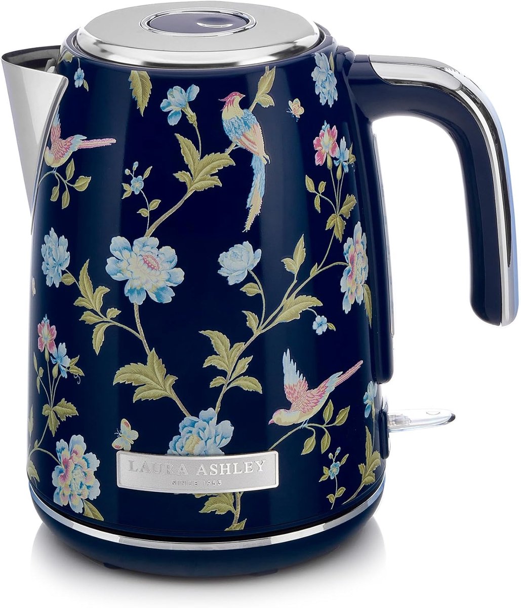 SnelShoppen - Draadloze Waterkoker Elveden Navy - Hoge Capaciteit 1.7 Liter, 2.2 KW Met Oververhittingsbeveiliging, Ideaal Voor Keuken en Feest
